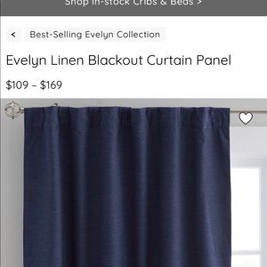 pottery barn kids Evelyn blackout curtain 54x 63 navy panel